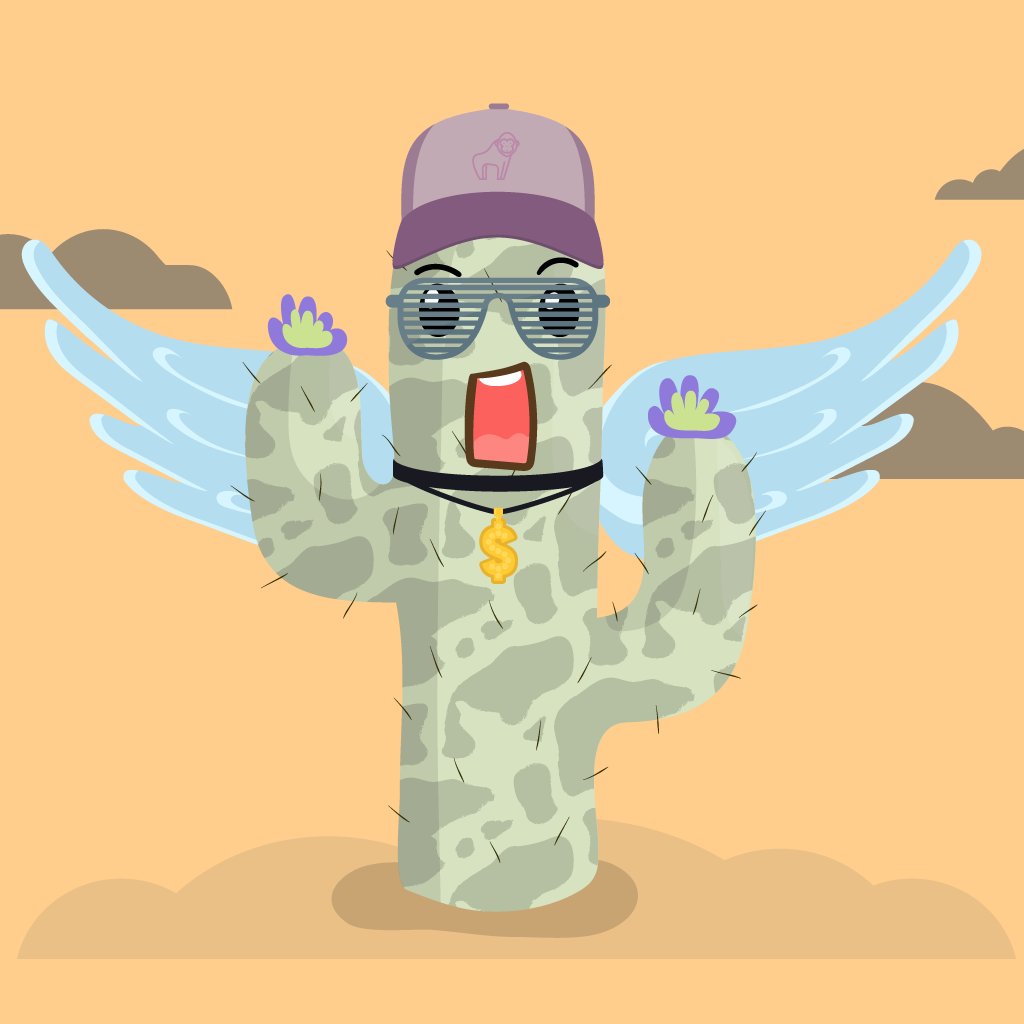 Gorilla hat 🦍 dollar necklace💲cool glasses, camo skin and wings.. what else? 😎🌵