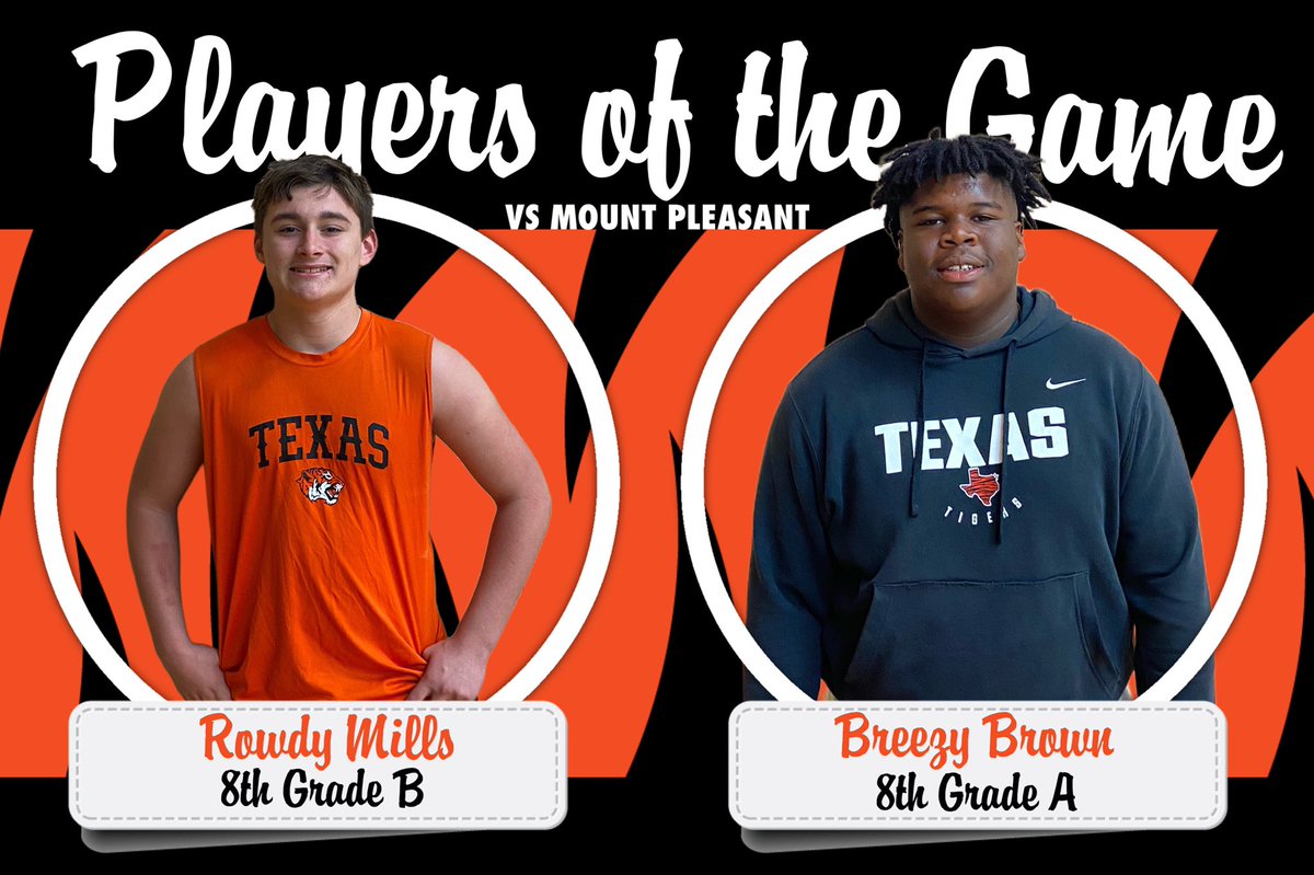 Tuesday both 8th Grade team avenged their only losses of the season against Mt. Pleasant!! 8th Grade B got a 22-6 victory followed by 8th Grade A with a 28-6 win!! Both of these two young men contributed to their team victories