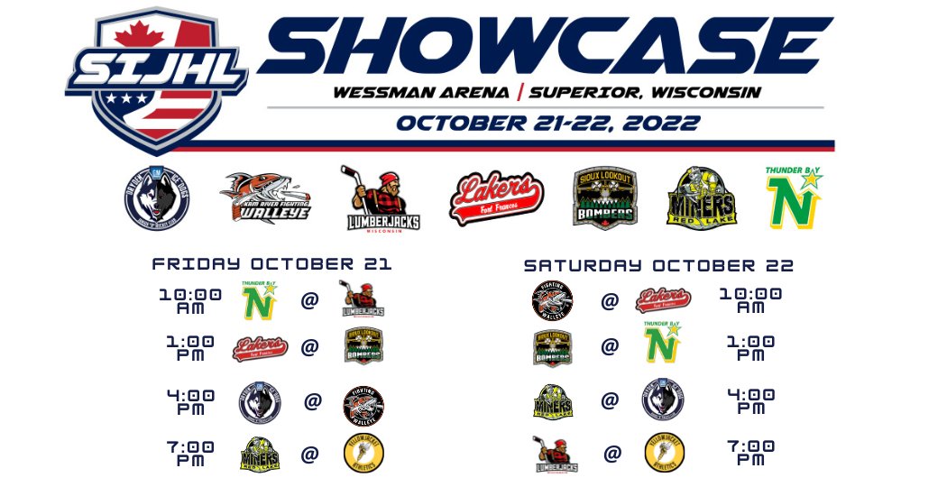 SIJHL (@sijhl) on Twitter photo Week #5 of the SIJHL schedule also happens to be our Showcase! We'll be at Wessman Arena on the <a href="/uw_superior/">UW-Superior</a> campus for a full slate of SIJHL regular-season games, plus a pair of exhibition games against the UW-S ACHA men's team. Details here:
sijhlhockey.com/sijhl-annual-s… Week #5 of the SIJHL schedule also happens to be our Showcase! We'll be at Wessman Arena on the <a href="/uw_superior/">UW-Superior</a> campus for a full slate of SIJHL regular-season games, plus a pair of exhibition games against the UW-S ACHA men's team. Details here:
sijhlhockey.com/sijhl-annual-s…