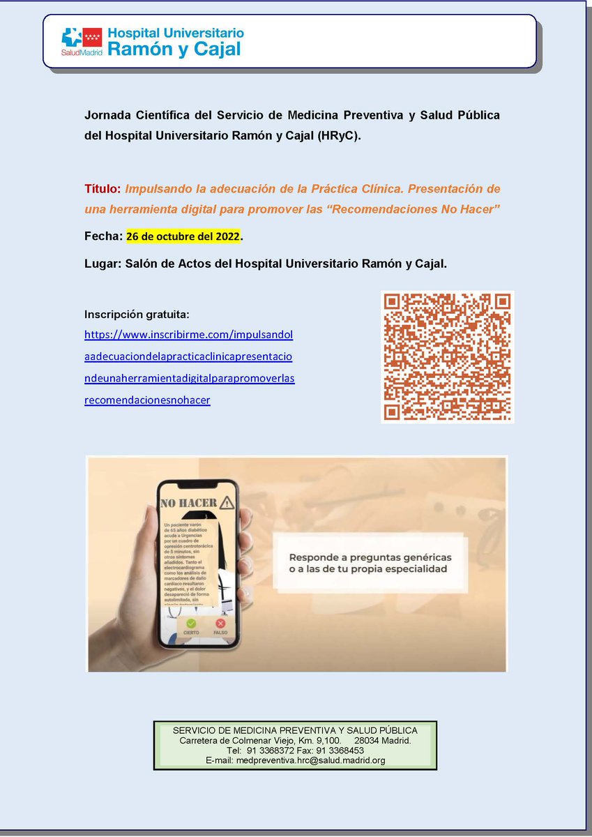 Jornada Científica del Servicio de Medicina Preventiva y Salud Pública. Hospital Ramón y Cajal

➡️26 de octubre de 2022

Más información: lnkd.in/drsjtQhx