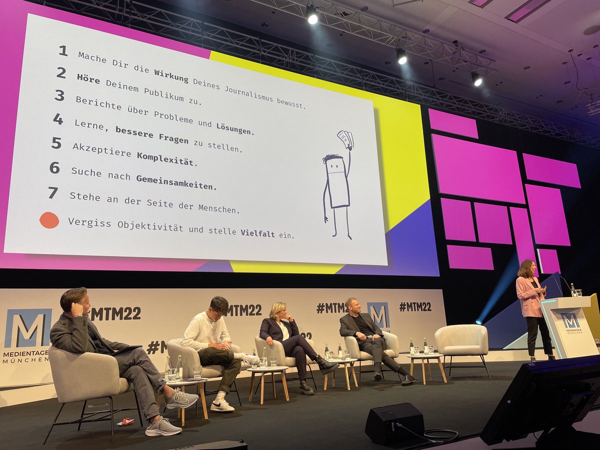 Journalismus relevanter machen - wie geht das? ⁦<a href="/ellen_sch/">Ellen Heinrichs</a>⁩ vom ⁦<a href="/bonninstitute/">Bonn Institute</a>⁩ hat zu den Medientagen München ein paar Vorschläge mitgebracht 👇 #MTM22