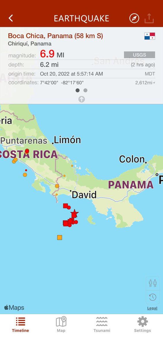 AngelusBlue's tweet image. 2 hrs ago #earthquake 6.9 has hit Chiriquí, Panama, 6.2mi, 5:57 AM MDT (USGS) quakeapp.com/m/?e_id=usgs.a……. Say a prayer!! Be aware of potential tsunami along SW coast of Panama!