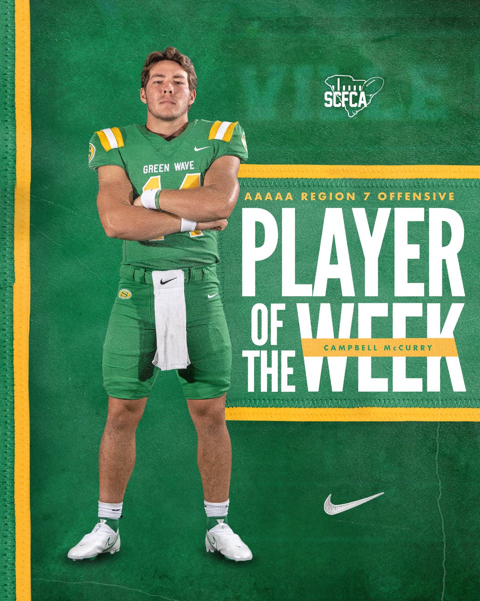 For the second time this season, quarterback <a href="/CampbellMccurry/">Campbell McCurry</a> has been named the AAAAA Region 7 Offensive Player of the Week! 

#GoBigGreen | #VisitTheVille