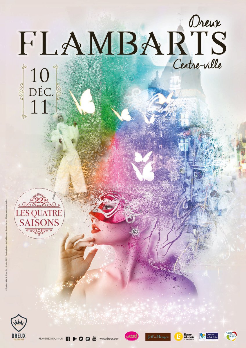 Le fameux carnaval d'hiver revient les 10 et 11 décembre à Dreux ! Cette année, le thème qui vous guidera tout au long du week-end sera "Les quatre saisons" !
#Dreux #evenement #fete #carnaval