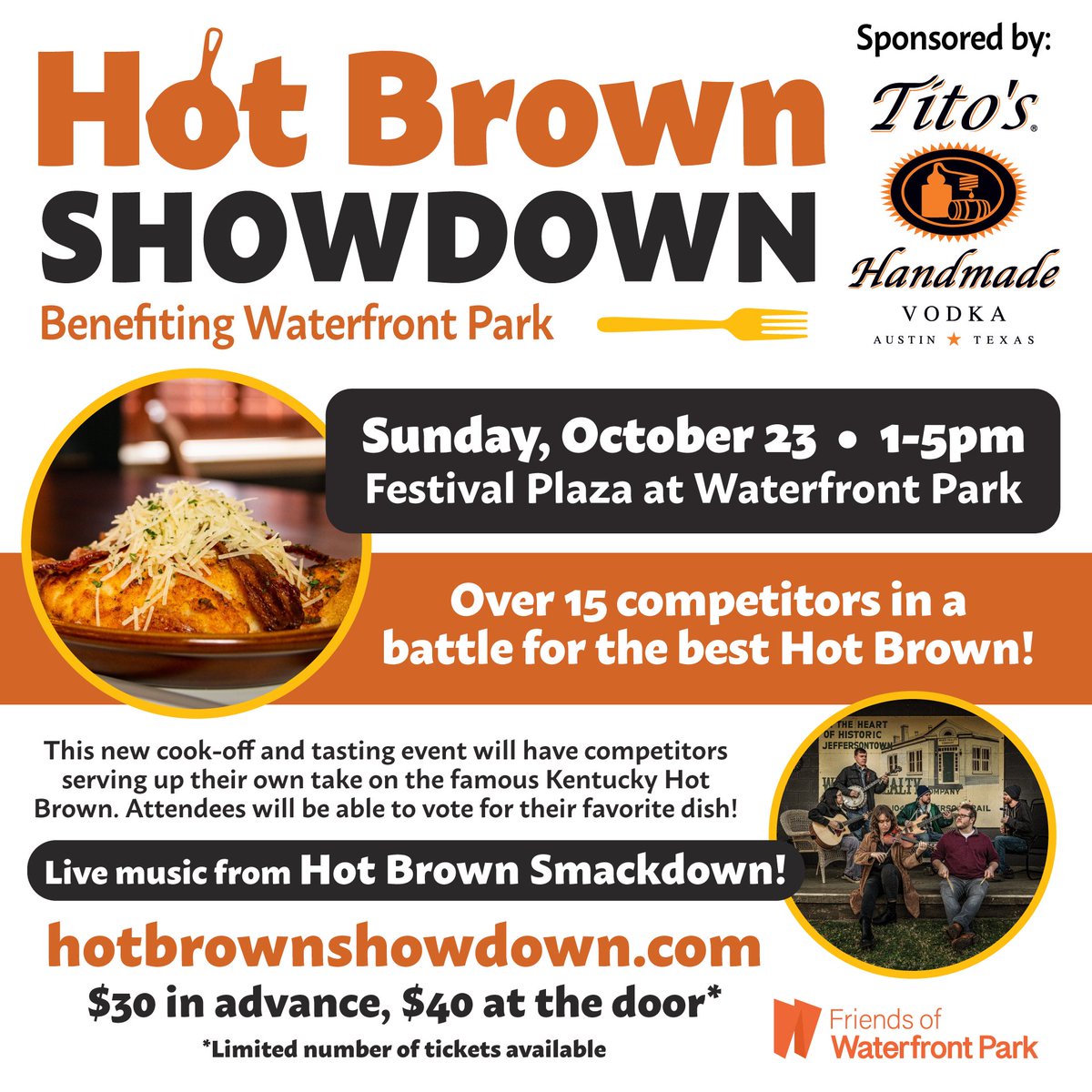 Get down with the Hot Brown this Sunday at @WFPark during the inaugural Hot Brown Showdown! Sample varieties of Louisville's most iconic dish while 15 local restaurants and caterers compete for the title of Best Hot Brown in Town. 😋 🎟️: hotbrownshowdown.com
