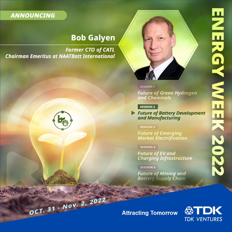Join one of the premier minds of the industry Bob Gaylen, owner of Gaylen Energy LLC discuss how the future of #battery manufacturing can lead to cost-effective solutions &amp; a reduction of our #carbonfootprint 

Register today: tdk-ventures-energy-week2022.com

#EnergyWeek <a href="/naatbatt/">NAATBatt Int'l</a>