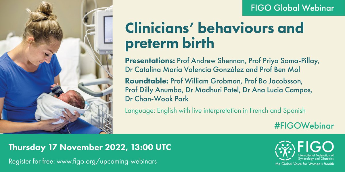 Please do join this webinar if you can. 17th November. A lot of new data and interesting strategies to tackle preterm birth.