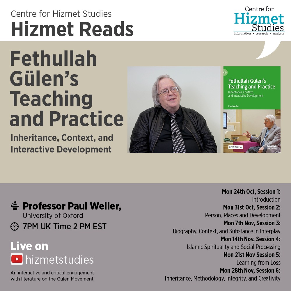 🔈"Hizmet Reads" Update 🔈

We look forward to seeing you at our upcoming discussion series with Professor Weller 

<a href="/PaulGWeller/">Paul Gareth Weller</a>