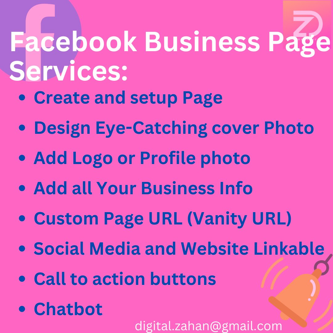 ZahanDigital's tweet photo. A Facebook business page is essential, If you want to grow your business, website, or brand, or sell products through FB and get lots of profits.
I will create a Facebook business page that can help to grow your business and the brand of your company or yourself. Contact us soon. https://t.co/LPDGpF5kY2