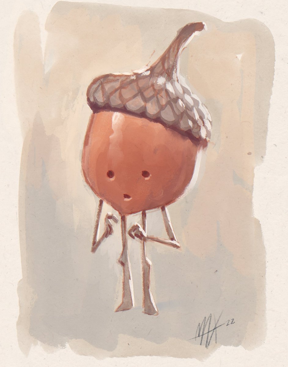 MaxUlichney's tweet photo. First colab with my lovely wife @paulaulichney who is learning @Procreate. I loved her acorn character so I took a crack too. Painted with my #RetroMaxPack Gouache Flow Rough and Gouache Flow Rough Detail (my favorite brush).

#maxpacks #procreate #procreatebrushes https://t.co/OzMoJat4RD