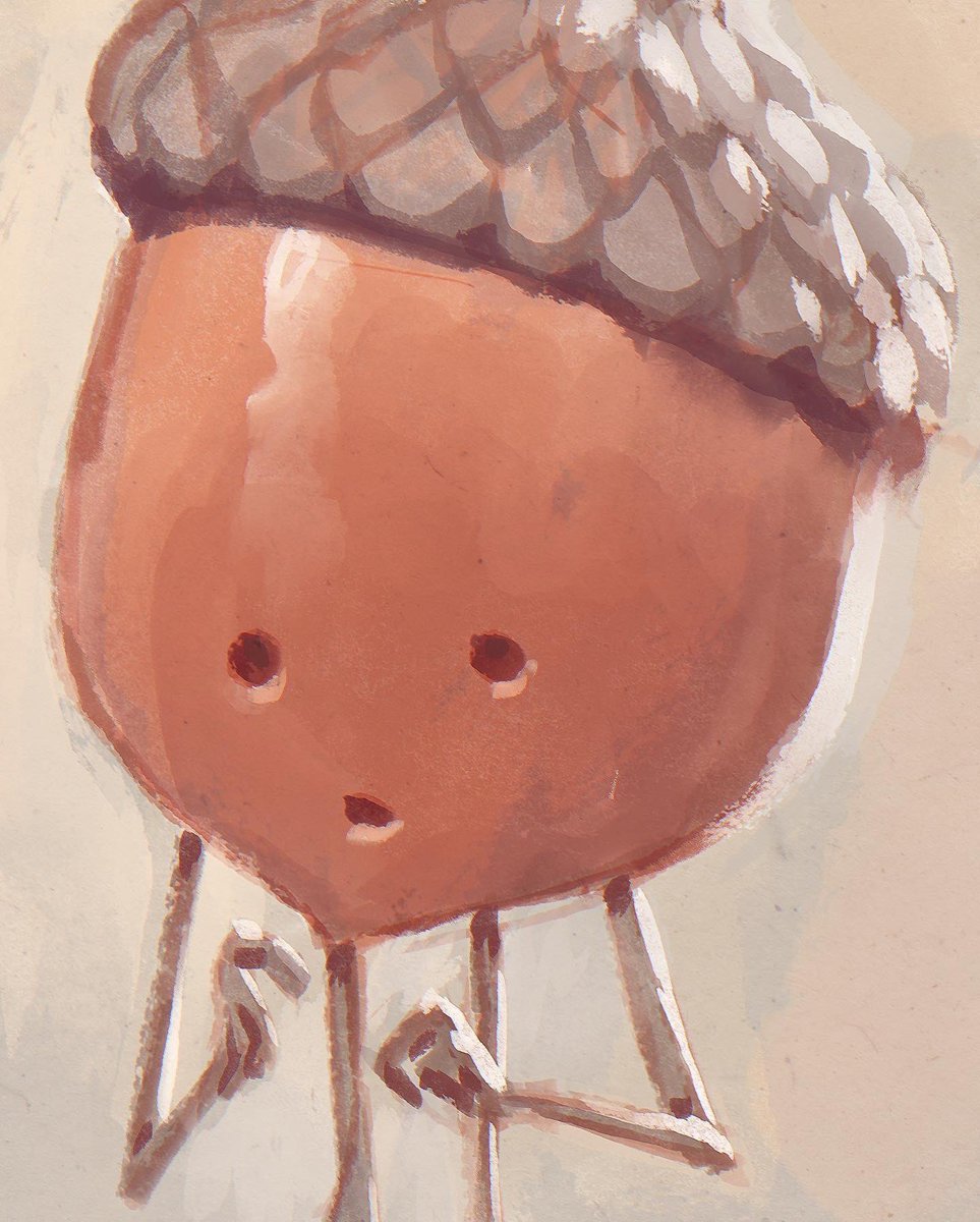 MaxUlichney's tweet photo. First colab with my lovely wife @paulaulichney who is learning @Procreate. I loved her acorn character so I took a crack too. Painted with my #RetroMaxPack Gouache Flow Rough and Gouache Flow Rough Detail (my favorite brush).

#maxpacks #procreate #procreatebrushes https://t.co/OzMoJat4RD