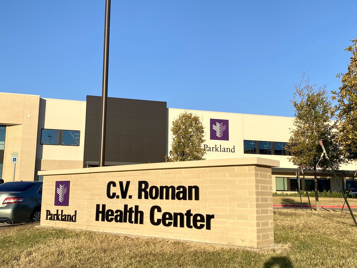 Parkland's tweet image. The renaming ceremony for the RedBird Health Center is underway! It will now be known as the C.V. Roman Health Center located at 3560 W. Camp Wisdom Rd., Suite 100, Dallas, 75237. 💜 #Parklandinthecommunity