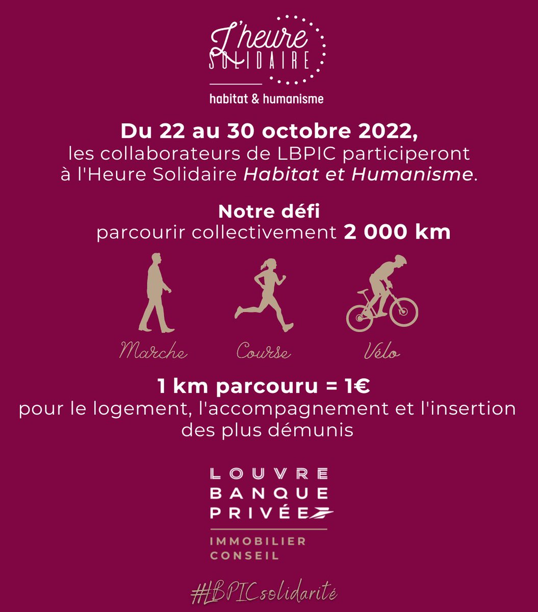 gregory_bastide's tweet photo. Louvre Banque Privée Immobilier Conseil se mobilise aux côtés d'@HabitatetHumani à l'occasion de l'#HeureSolidaire. 
Nous donnerons une ou plusieurs heures de notre temps pour le logement  et l'insertion des plus fragiles. 
https://t.co/6iCBt9RQHc  @KmForChange #LBPICsolidarité https://t.co/Oa5ZOiEGvT