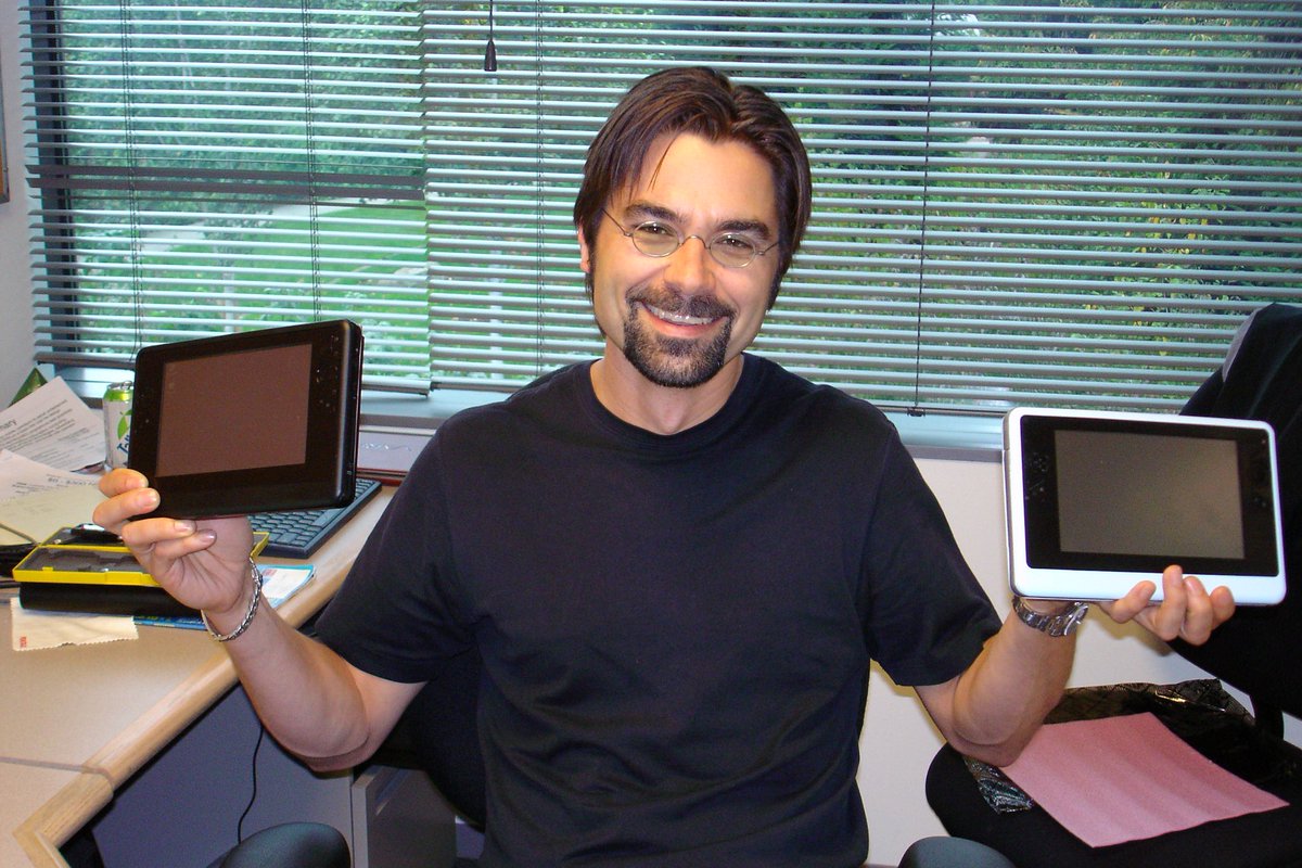OttoBerkes's tweet photo. Today, 2005, courtesy of my iPhone’s memory feature: a picture of me and a couple of my children. #UMPC #prototypes #innovation https://t.co/OMX1EkqRhB