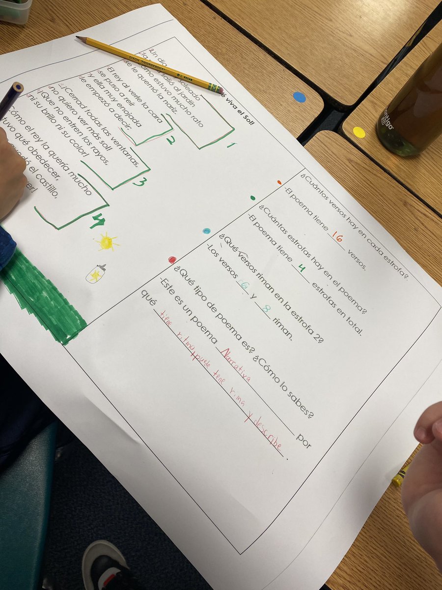 Students in @MsFlores1717 collaboratively learning about elements and types of poems using their bilingual pairs and resources. Student discourse on point! In it together.
