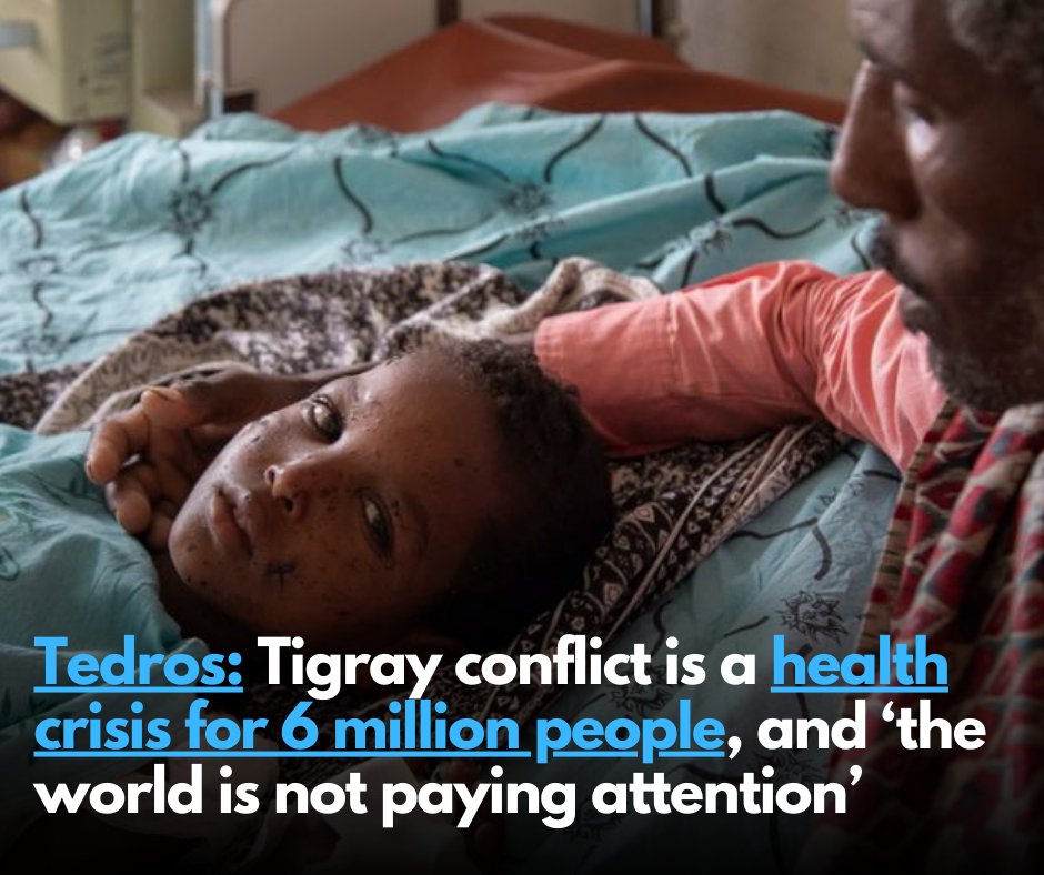 UNGeneva's tweet photo. "Give the crisis in #Ethiopia attention it deserves," urges @DrTedros.
There is no other situation globally in which six million have been kept under siege for almost two years, he says.
📖 https://t.co/Xjhq1r9jxW https://t.co/vYHilpTzwj
