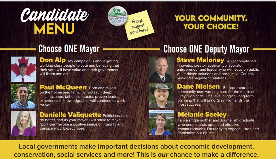42_voices's tweet photo. Why can't the @torontovotes send out a candidate menu card to all households in Toronto like @meslin did in Grey Highlands? A profile of candidates with a brief description and contact info. Check out more of their work here: https://t.co/s782TyxDMQ #VoteOct24 #Malvern https://t.co/plWln9Cfdq