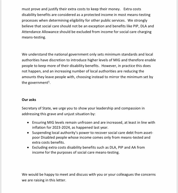 The Disability Poverty Campaign Group have written to Thérèse Coffey MP to urge her to raise the level of the Minimum Income Guarantee in line with inflation. The MIG is an amount set aside to cover your everyday expenses when you receive local authority arranged home care.