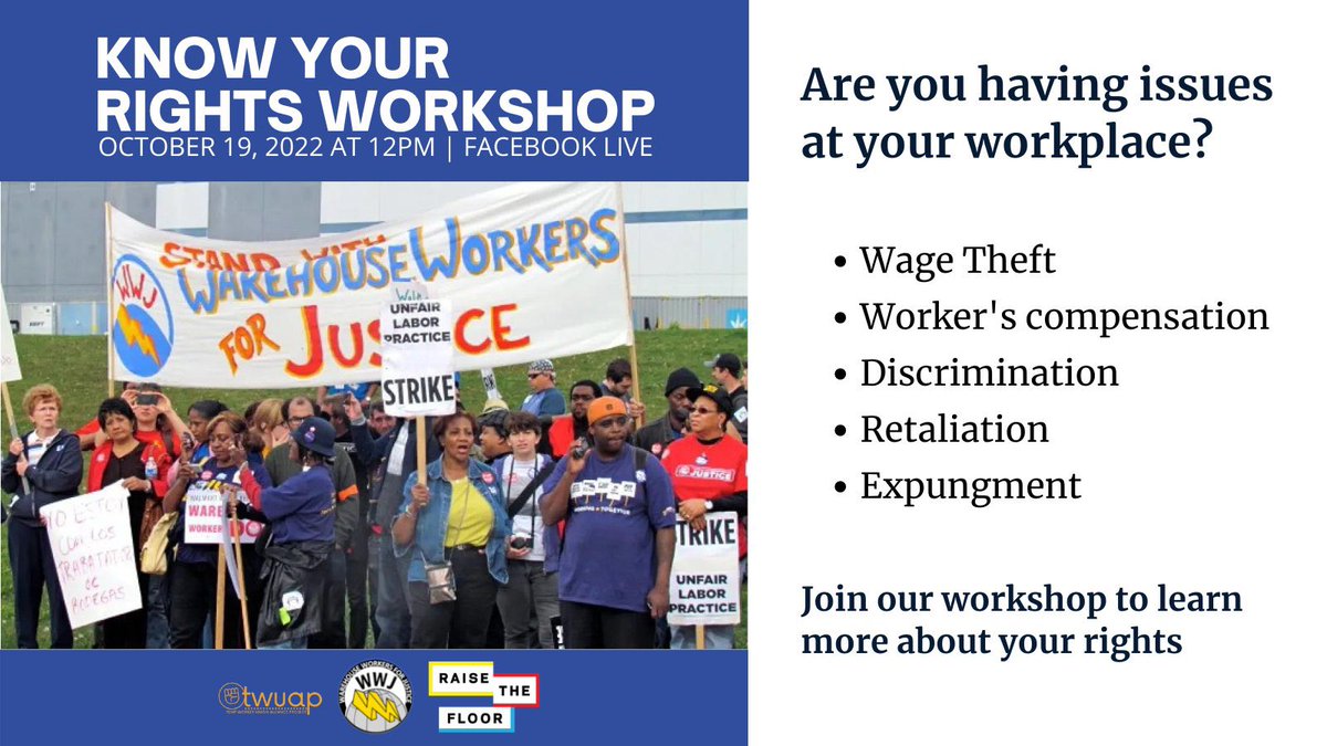 ICYMI: Watch the replay of our Facebook Live with Raise the Floor and Warehouse Workers for Justice discussing workers rights !

👇🏽 Click the link to watch: 
fb.me/e/20ARSa9DV