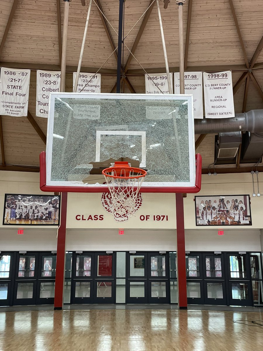 So…we were having a great practice this morning….and then this happened! This is a first for me. If you would like to make a donation to the Deshler Basketball program, please let us know. We could use the funds 😂