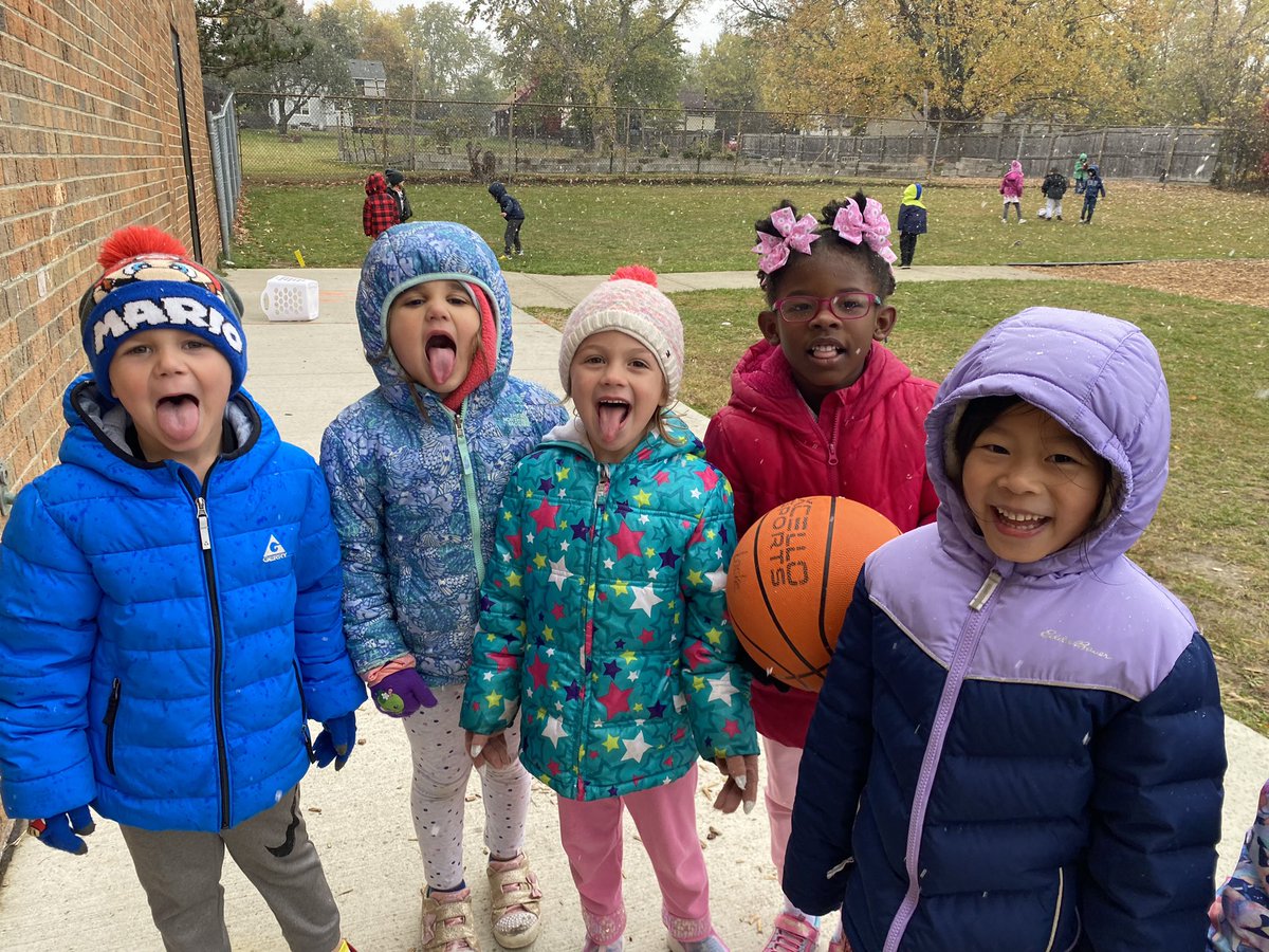 The first snow always comes with lots of smiles and laughter! Perfect timing for our weather unit! We get to experience all kinds of weather in one week. #ThanksMichigan #martellkinders #onetroy