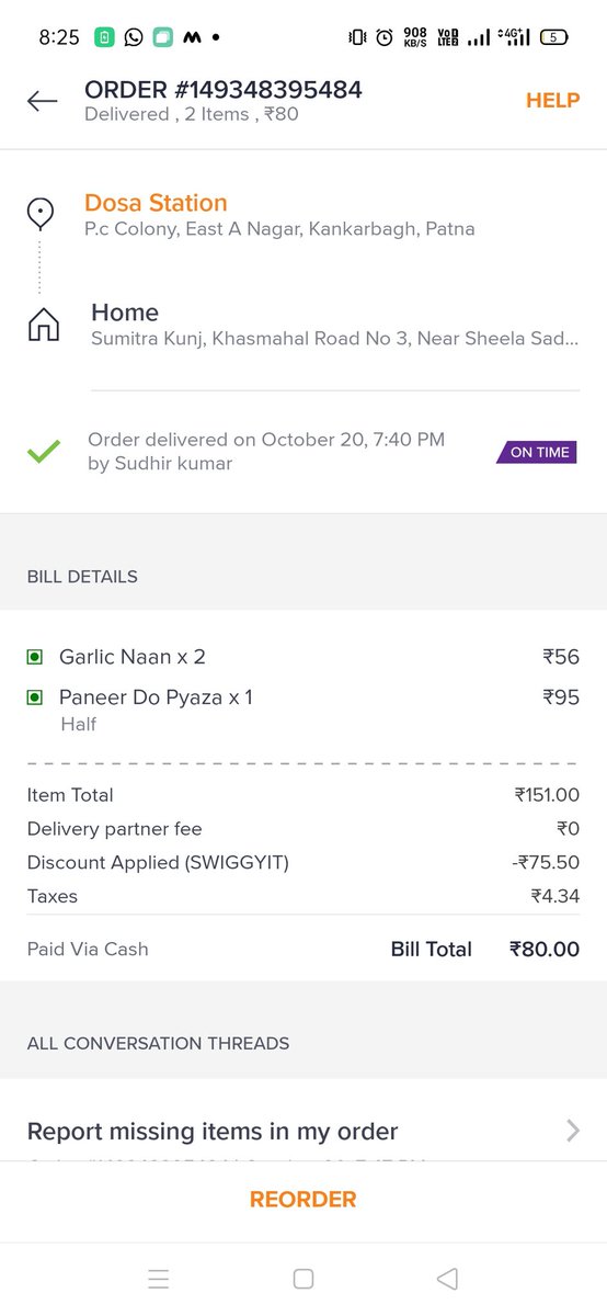 Shalini_Kri's tweet photo. @SwiggyCares This is the detail of my order. https://t.co/I47aUbkl1c