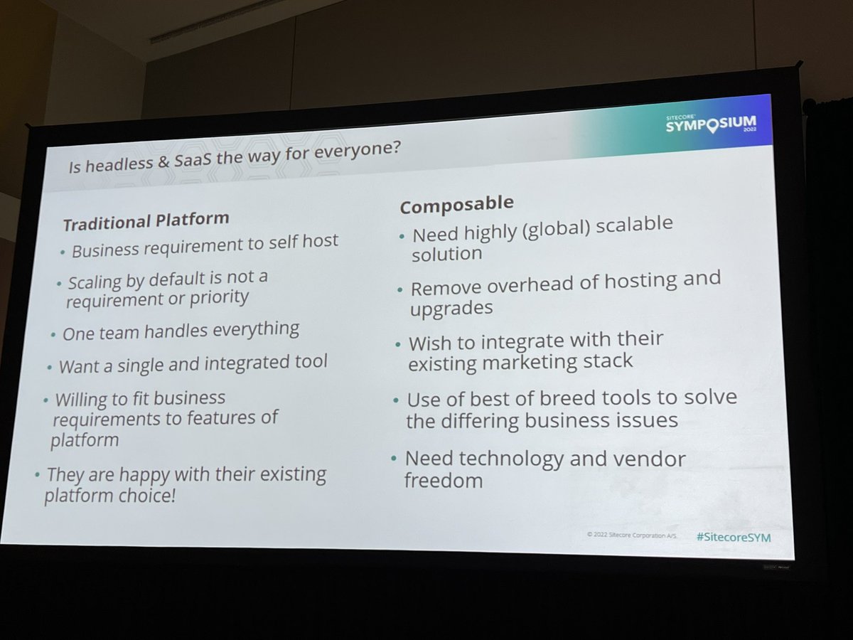 Jeffrey Rondeau (@jrondeau16) on Twitter photo Is headless and SaaS right for you? <a href="/akshaysura13/">Akshay Sura @ Konabos</a> & <a href="/jammykam/">Kamruz Jaman</a> share their thoughts at #SitecoreSYM #sitecore Is headless and SaaS right for you? <a href="/akshaysura13/">Akshay Sura @ Konabos</a> & <a href="/jammykam/">Kamruz Jaman</a> share their thoughts at #SitecoreSYM #sitecore