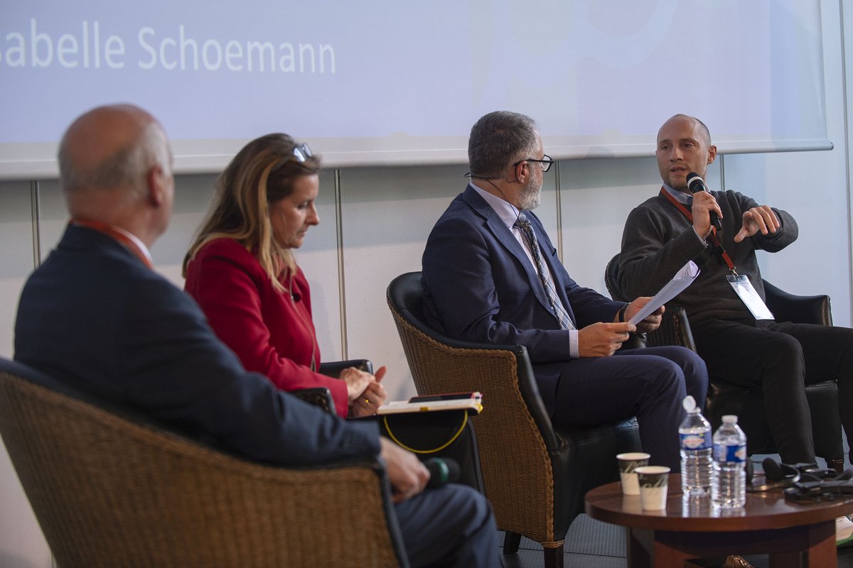 EUROSHNET's tweet photo. Final session at #ESN2022: Franck Gambelli (@UIMM), @IsaSchoemann (@etuc_ces), @DekraJorg (@dekradigital) and Christoph Preuße (#BGHM) are discussing the challenges of AI for #standardization, #testing and #certification. #ESN22 https://t.co/NBCAajRGTN