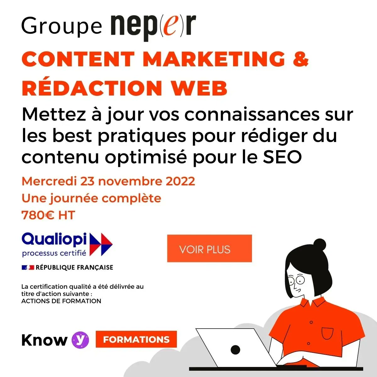 KnowY_fr's tweet photo. ⚠ #Formation #Contentmarketing #redactionweb

Mettez à jour vos connaissances sur les best pratiques pour rédiger du contenu optimisé avec @Cariboo_seo Expert #SEO et Président @Neper_Group 

📅 Mercredi 23 novembre 2022 par visioconférence

💻 https://t.co/taRMDvd4gu https://t.co/5TB0OY7JAl