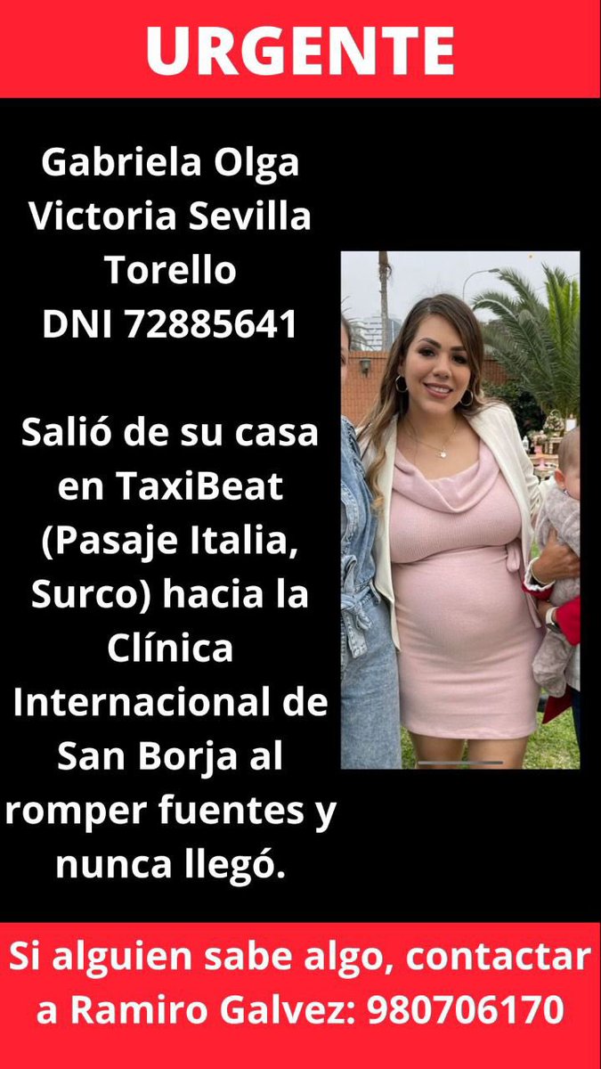 julianaoxenford's tweet photo. Urgente! Ayúdenme por favor a compartir. Gabriela rompió fiebre, salió de su casa para ir a dar a luz y nunca llegó a la clínica. Si alguien sabe algo, por favor avisen a la familia. 🙏 https://t.co/pDmmHUUtvU