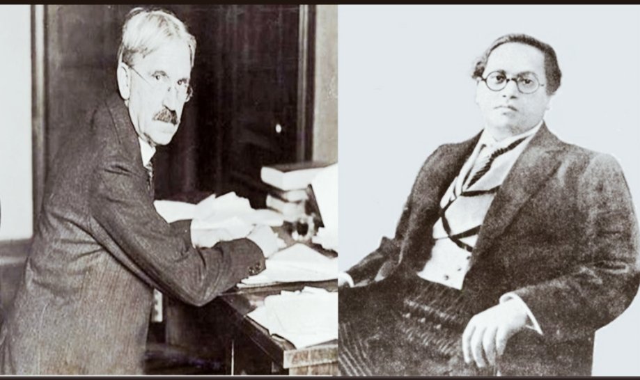 John Dewey was one of the most influential teacher Babasaheb had, and credited for shaping his ideas &amp;  pursuit of social justice. It's Dewey's birthday today, I'm sure Babasaheb would have sent him lovely greetings if he were there. <a href="/scottrstroud/">Scott R. Stroud</a>