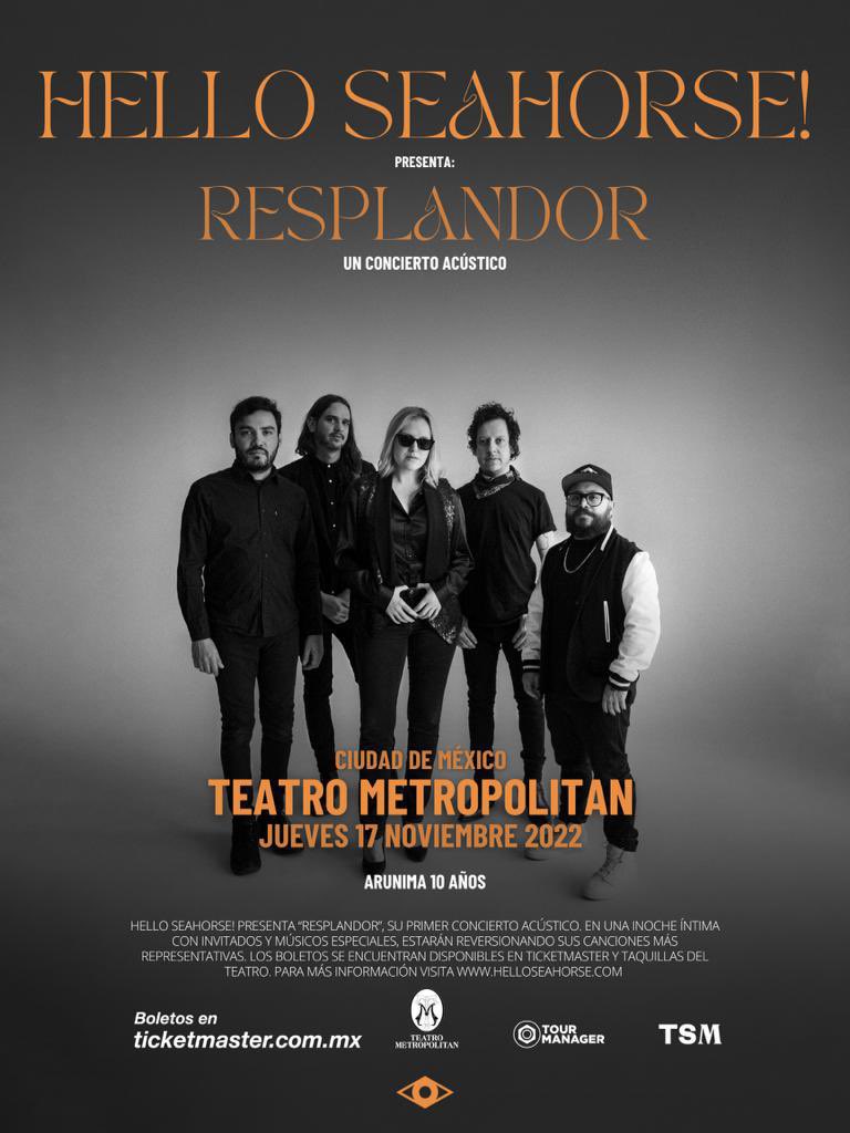 Cuéntenme desde qué partes del país (y fuera, quizás) vendrán a escuchar el #resplandor de <a href="/HelloSeahorseMX/">Hello Seahorse!</a> en el <a href="/TMetropolitanMx/">Teatro Metropólitan</a> 😄✨
Quedan boletos: ticketmaster.com.mx/hello-seahorse…