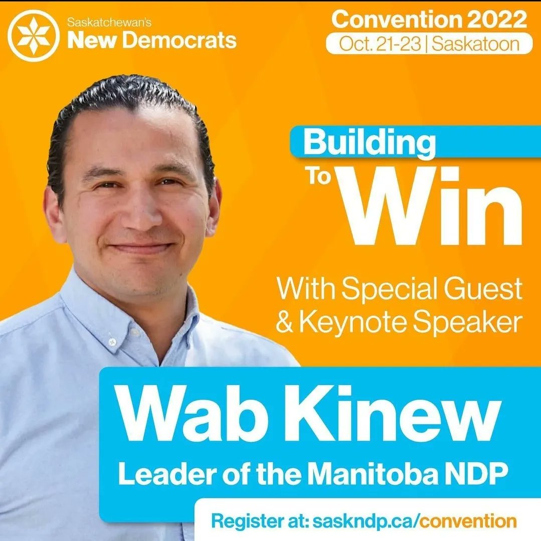 SaskNDPYouth's tweet photo. We were so excited about our social that we forgot to invite you to the convention itself.
Join the @sask_ndp for their annual convention at TCU Place in Saskatoon on Friday Oct. 21, Saturday Oct. 22, and Sunday Oct. 23.
#skpoli #saskndp #saskatchewanndp #saskndpyouth https://t.co/66hmskAm7J