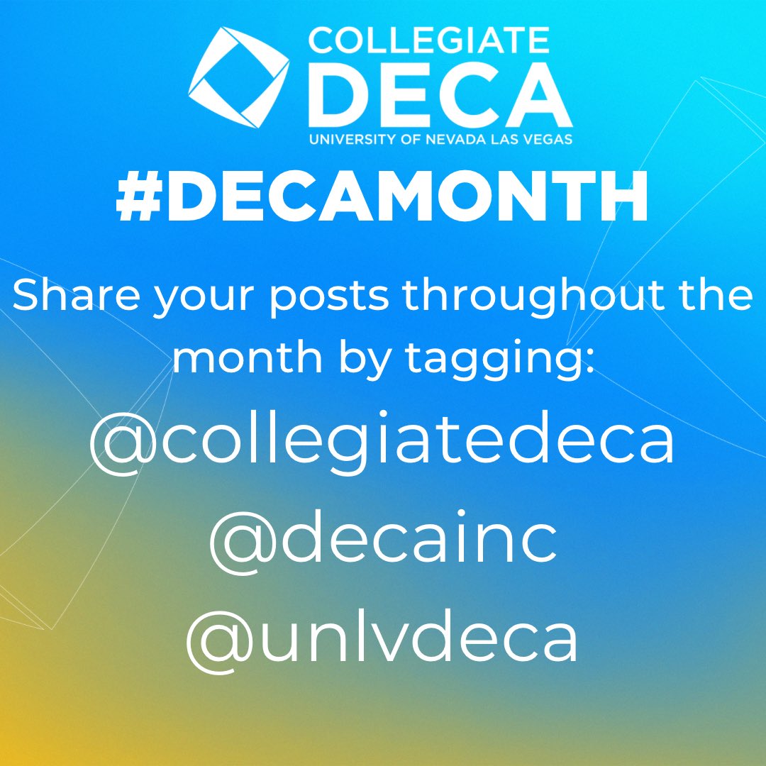 UNLVDECA's tweet photo. In less than 2 weeks, #decamonth is coming up in November! Here is the calendar for this year and we hope to see many posts from all of you! #decamonthchallenge #decamonth2022 #collegiatedeca #gettheedge #involvementunlv https://t.co/seDhg54lmN