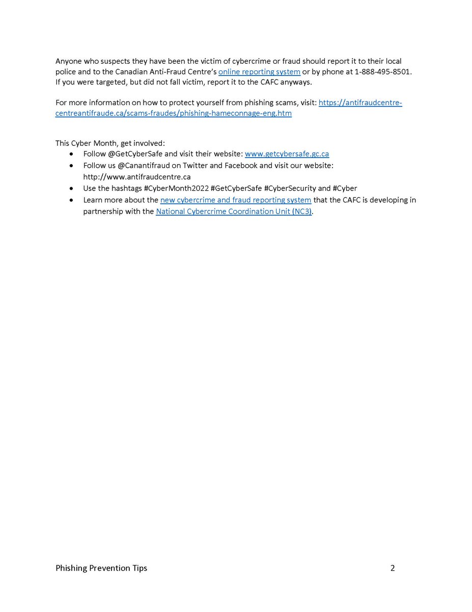 Phishing messages all have the same goal of trying to steal your personal information or infecting your devices and/or your networks. Learn how to protect yourself: antifraudcentre-centreantifraude.ca/scams-fraudes/… #CyberMonth #GetCybeSafe #kNOwfraud