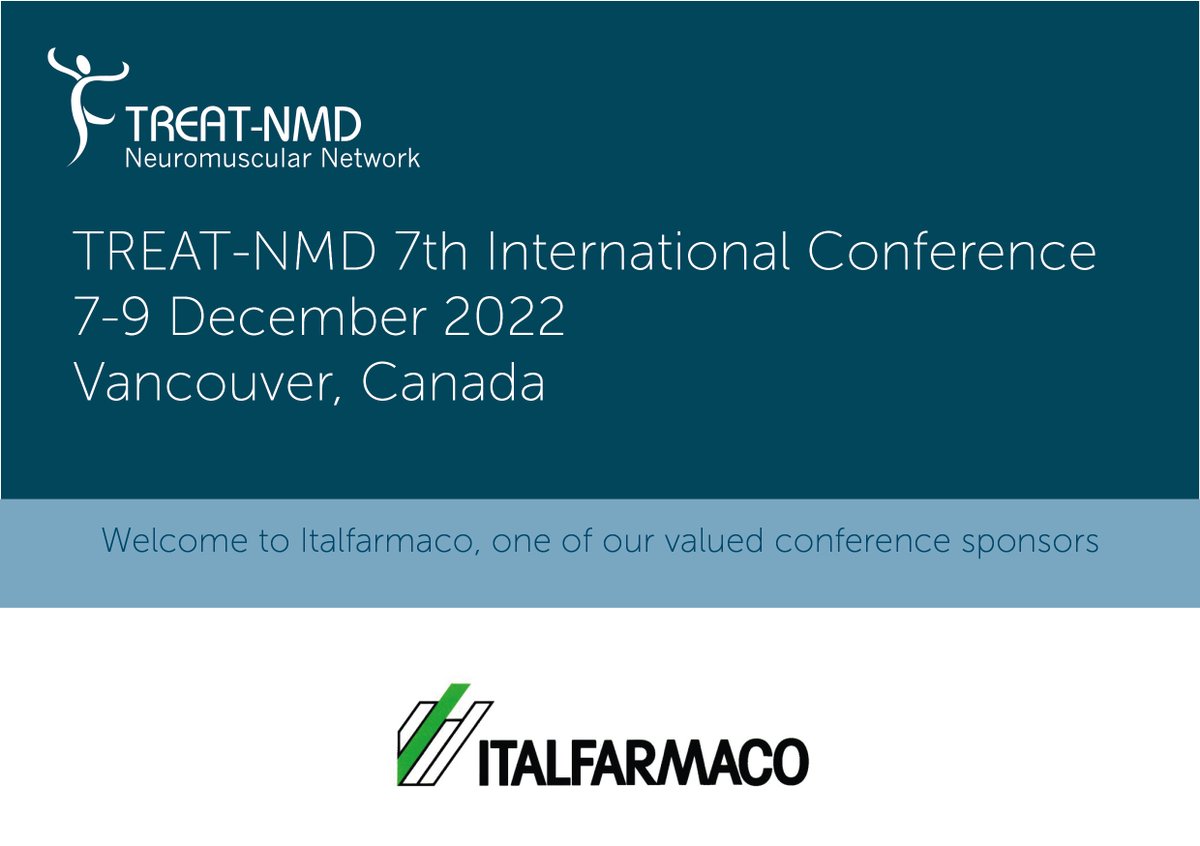 A very warm welcome to @italfarmacoes who are a sponsor at the TREAT-NMD Conference. Italfarmaco has a mission to improve the quality and the prolongation of human lifespan through the manufacturing of products and pharmaceutical services. Find out more: italfarmaco.com/en-us/