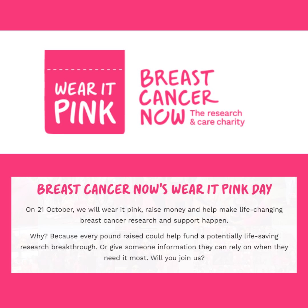 BishopstonSch's tweet image. WEAR RED/PINK FRIDAY 21st OCTOBER 2022❤️💗 Pupils &amp;amp; staff are invited to wear as much pink or red as they wish to school tomorrow to raise awareness of @BreastCancerNow Research &amp;amp; @SAY_NO_2_RACISM £1 voluntary cash donation 💚
#bishExtra #bish2022 #bishHealthandWellbeing