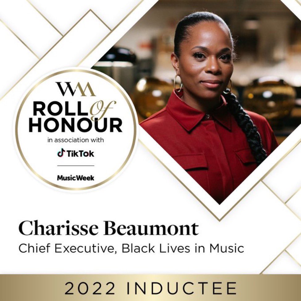 So happy 2see Charisse receive this recognition & join @MusicWeek roll of honour. Her impact on the industry 2move the needle with @BLKLivesinMusic cant be denied! People like us dont win these awards because we speak truths & ruffle feathers! I’m soo pleased she’s receiving this