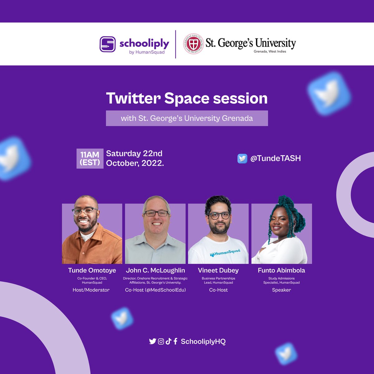 Ever thought of schooling in Grenada? Join us on Twitter Spaces as we have a discourse with our co-host, John C. McLoughlin, Director, Onshore Recruitment & Strategic Affiliations, St. George’s University.