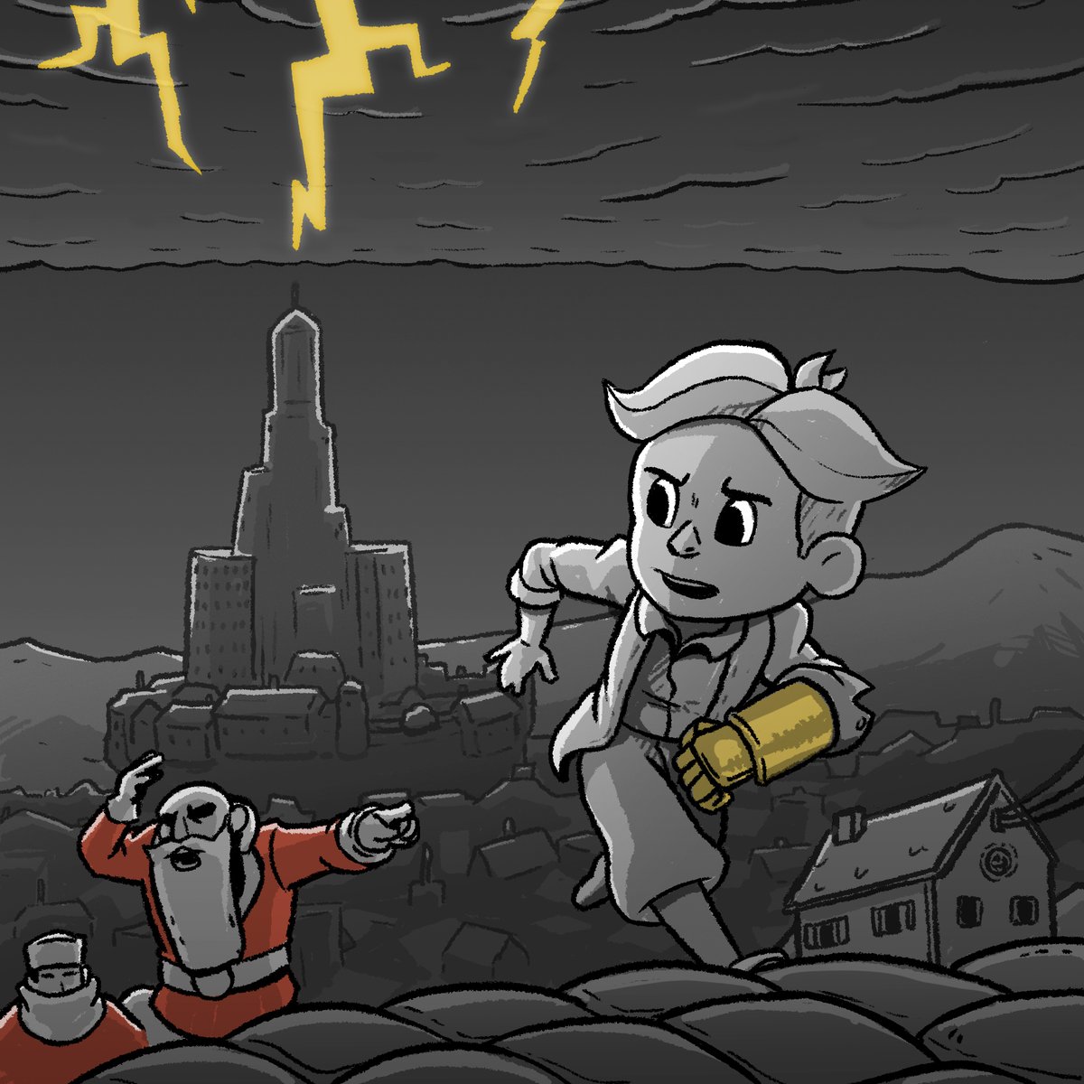 Thinky videogame themed #Inktober Day 20 Teslagrad (@rain_games)