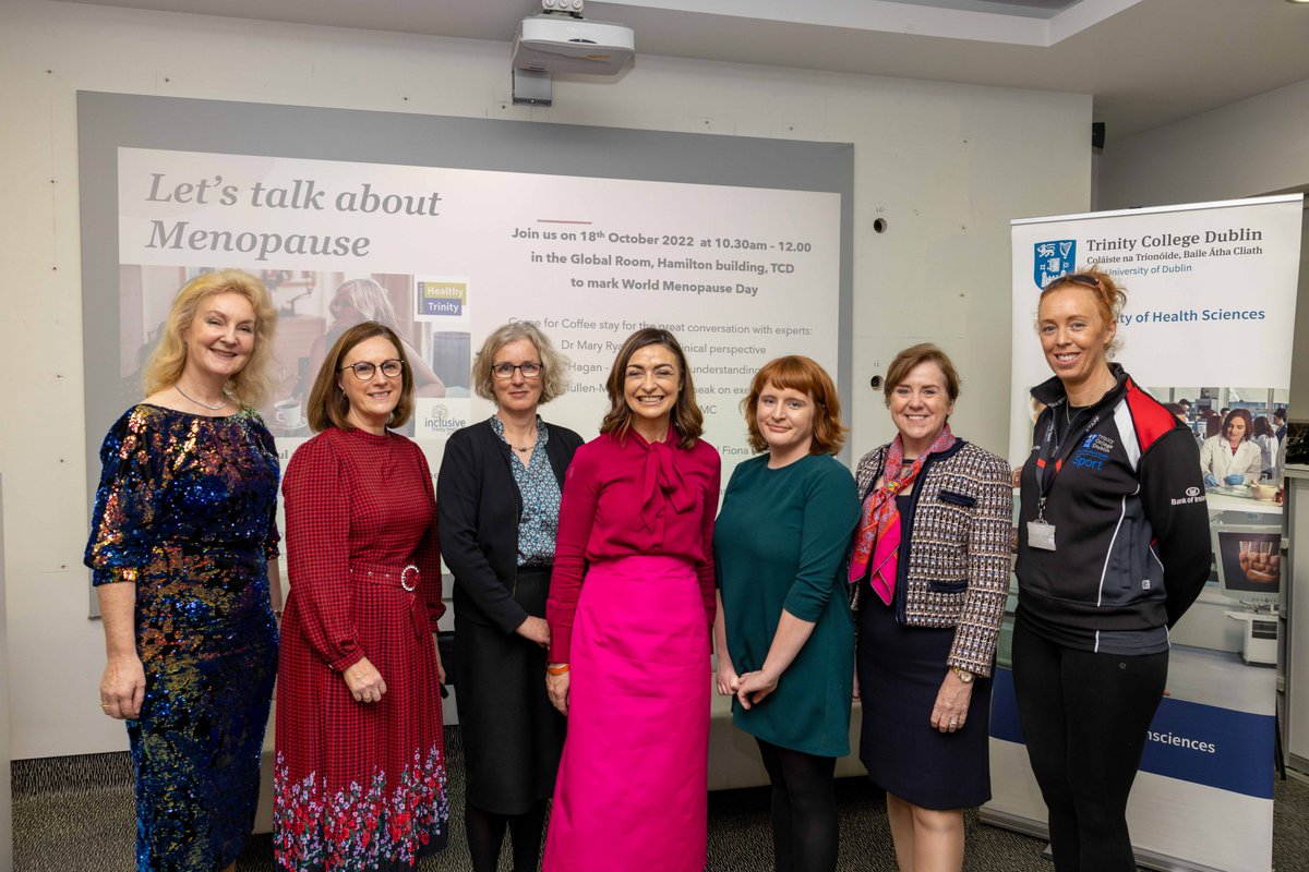 TCDFacultySTEM's tweet photo. It's great that menopause awareness is in the spotlight this week.Glad we got to discuss support services at the menopause café on 18th Oct @tcddublin. Thanks again to our speakers @DrMaryRyan1, @Oonagh_OHagan, Prof Susan Smith &amp; @DeirdreMullen1 @tcdsports. #WorldMenopauseDay2022 https://t.co/pTFwclL5fV