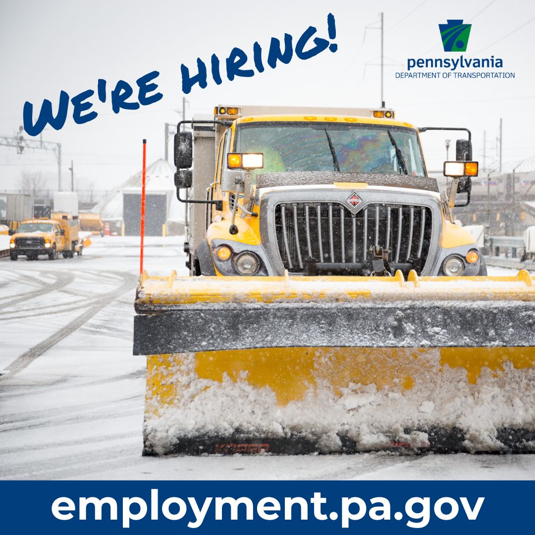 Join the PennDOT team and make a difference in your community! We're seeking dedicated employees for the winter season and beyond. See our open jobs and apply online at employment.pa.gov.