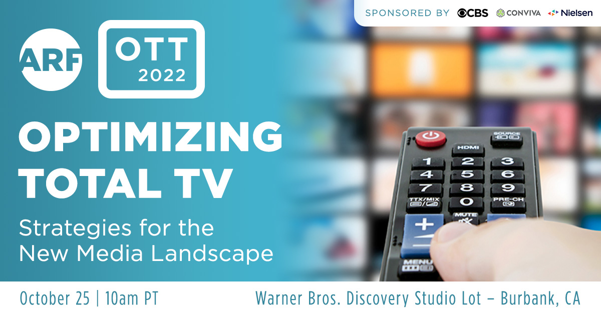 the_ARF's tweet photo. October 25: Meet with media and measurement experts as they share fresh, research-based insights about today’s media landscape. Find out what viewers really want when it comes to television, especially streaming, register &amp; learn more: https://t.co/rJgWDyH79G #ARFOTT https://t.co/jdPWAaJKwT