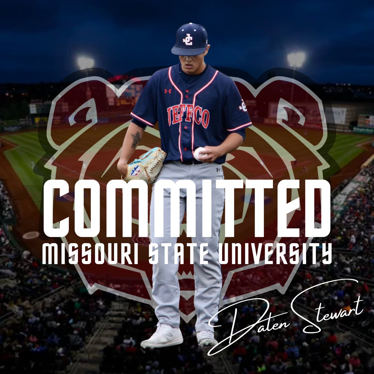 I’m excited to announce my commitment to Missouri State University to continue my academic and baseball career. Thank you to my family, coaches and teammates for all the support throughout my journey.