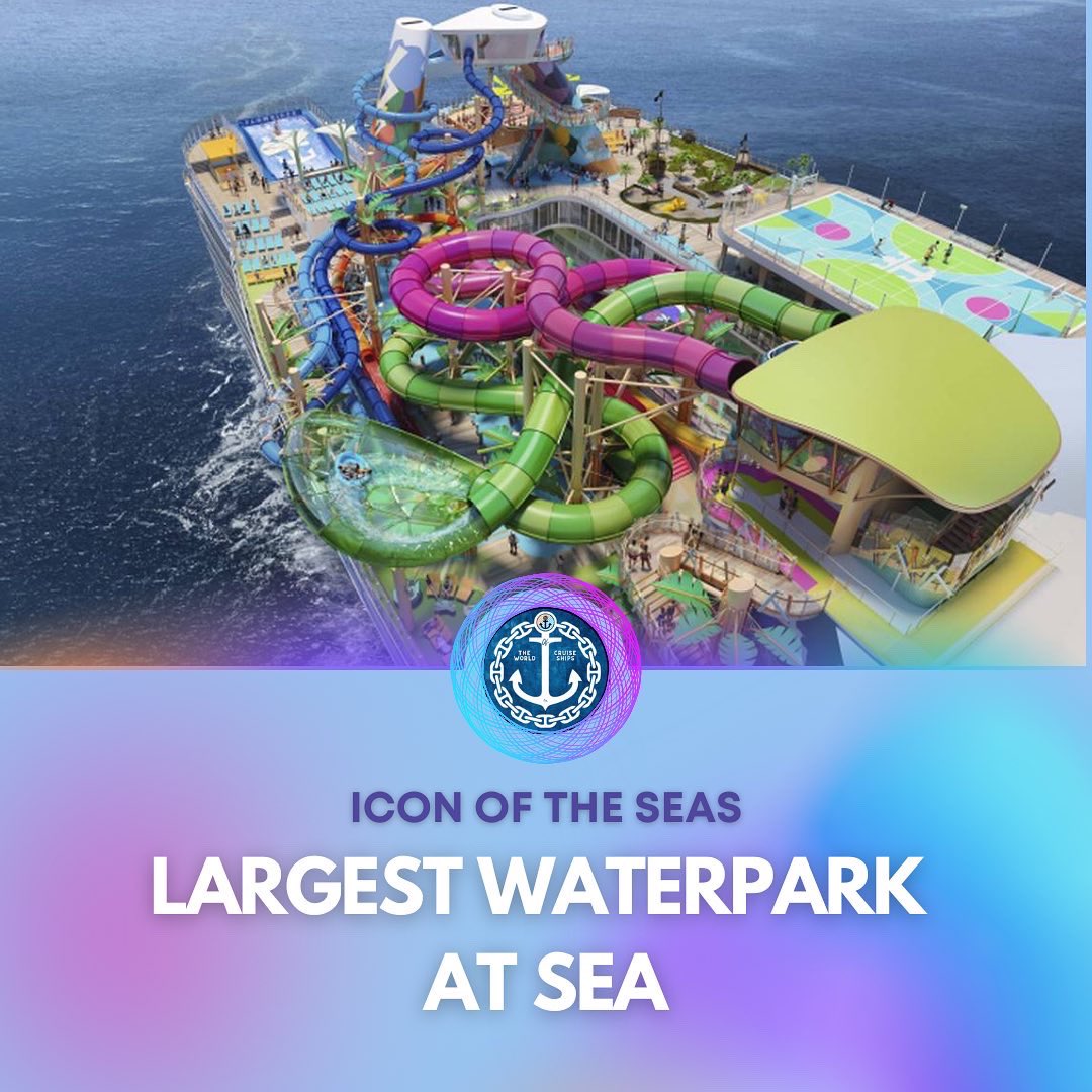 Icon of the Seas will have the largest water park at sea. With 6 extremely fun water slides for those who prefer adventure! 💦🛝