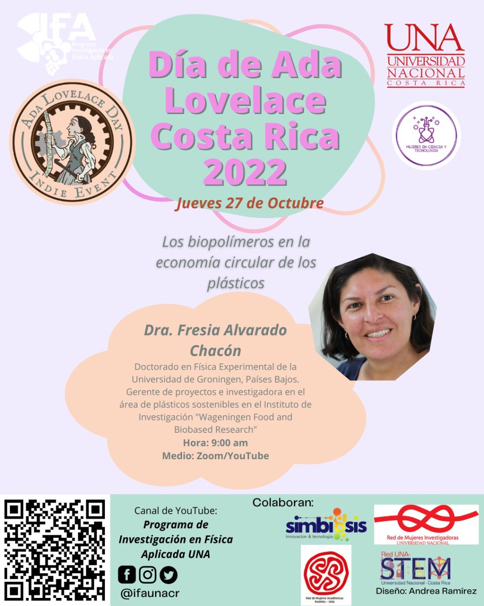 ifaunacr's tweet photo. ¡Seguimos con la celebración del Día de Ada Lovelace 2022 en Costa Rica!

#ALD22 #MujeresSTEAM #Física #Biopolímeros #Plásticos #DíadeAdaLovelaceCostaRica @findingada 1/6 https://t.co/vXuWxnVbNg