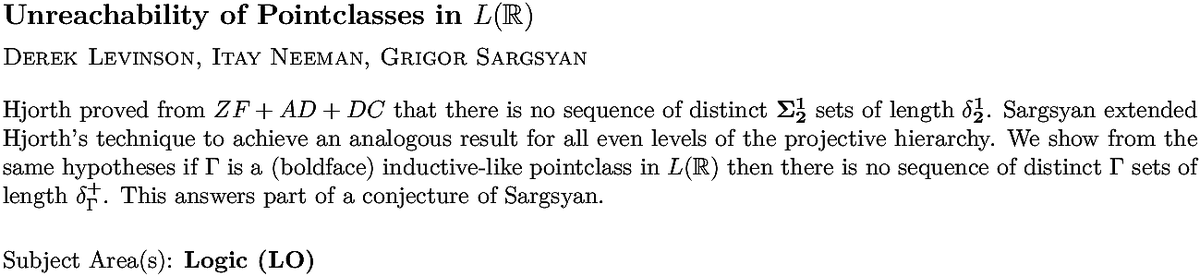 math.LO Mathematical Logic arXiv submissions tweet media