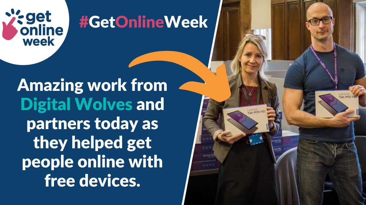 WolvesatWork's tweet photo. Fantastic work today from @digitalwolves and to the partner organisations who got involved in handing out devices to those who need them most! #GetOnlineWeek #DigitalWolves https://t.co/AURbkVlxcU