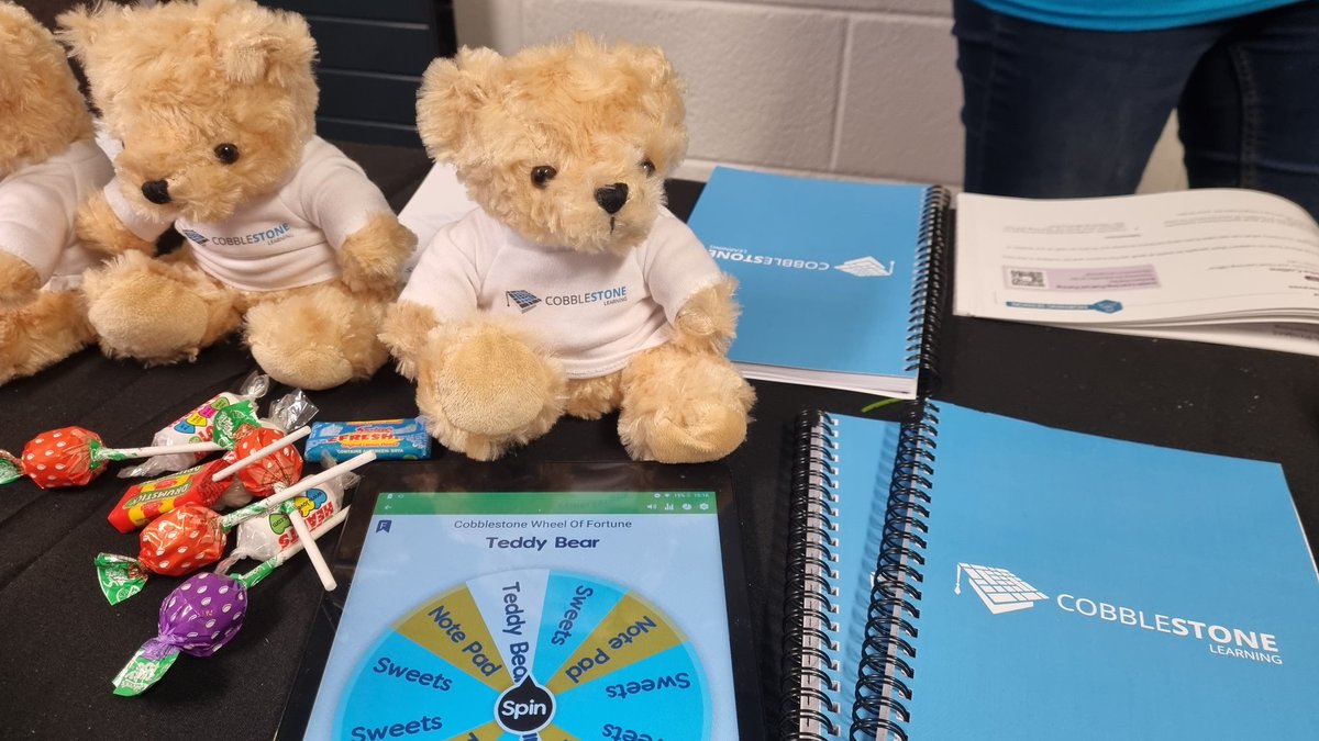 cstonelearning's tweet photo. Great day meeting so many members of the L&amp;D community here at #learnovation2022. And well done to those who spun our 'wheel of fortune' and get to take home a cuddly Cobblestone mascot! @LearnovateC #cobblestonelearning #learningforchange https://t.co/g3FFFF2h98