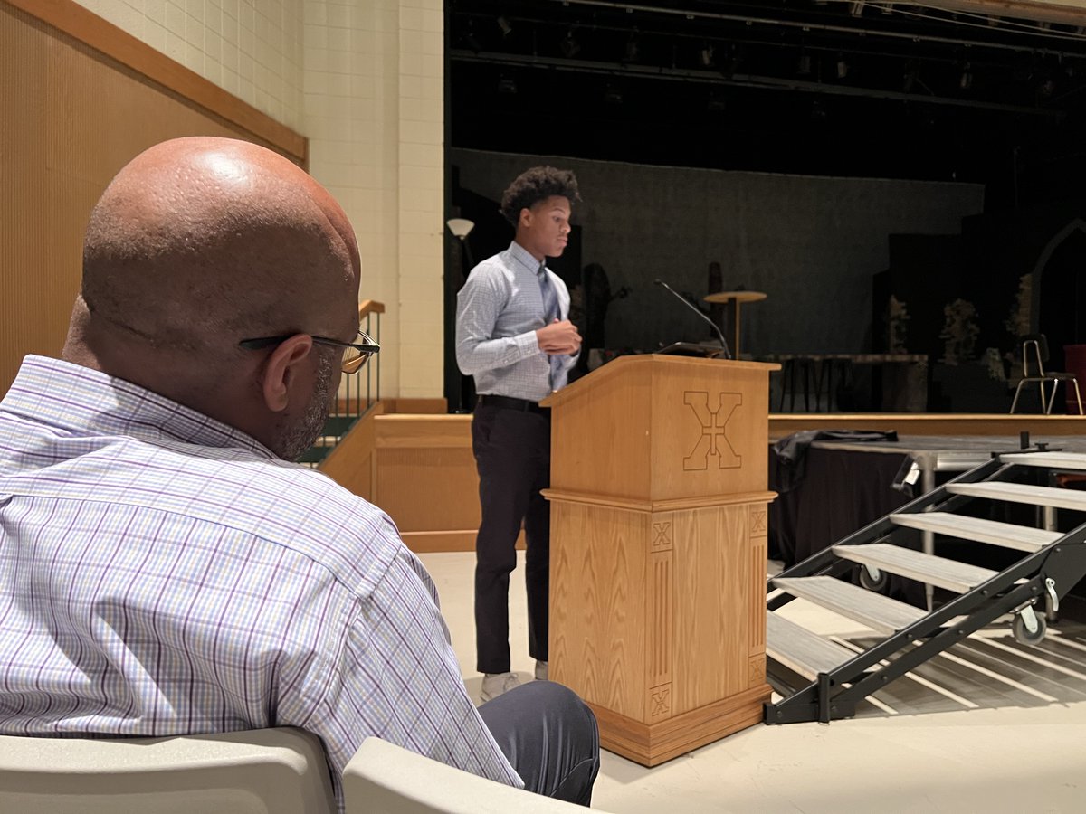 St. X would like to give a big THANK YOU to Sanchez Jackson for coming back home and speaking at our Tigers for Christ meeting this week. He challenged us to examine our faith and encouraged us to 'walk it like we talk it.' He was even introduced by his nephew, Jeremiah!